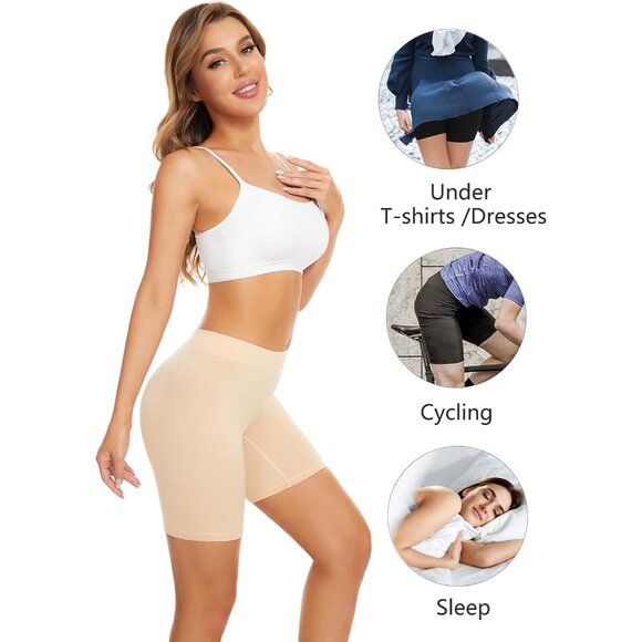 Women’s Cotton Boxer Shorts 4 Pack Plus Size No Chafing Breathable Comfortable - Picture 3 of 4